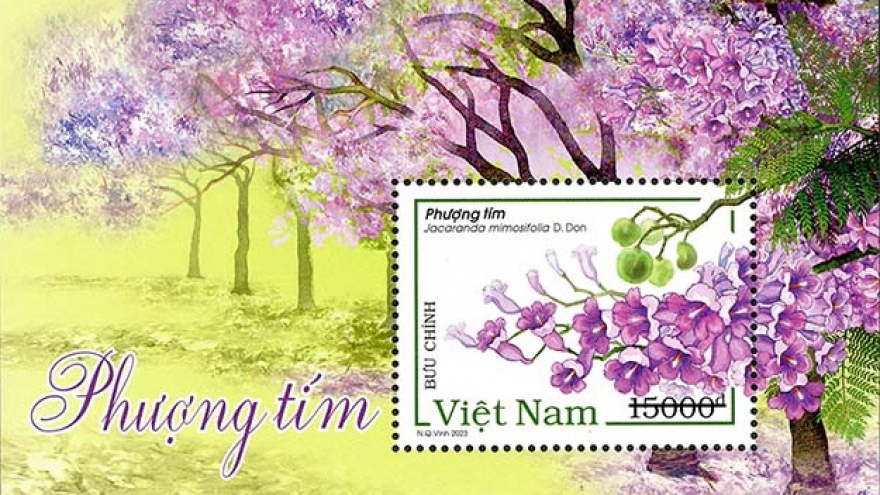 New stamp collection on purple phoenix flowers issued